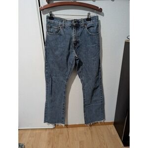 LEVIS 517 Boot Cut Jean Men 30x30 Medium Acid Wash Cowboy Western Frayed Hem